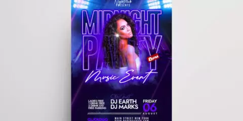 Free Midnight DJ Party Flyer Template (PSD)