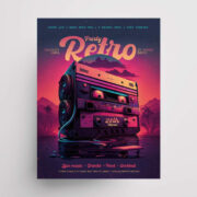 Free Music Retro Party Flyer Template (PSD)