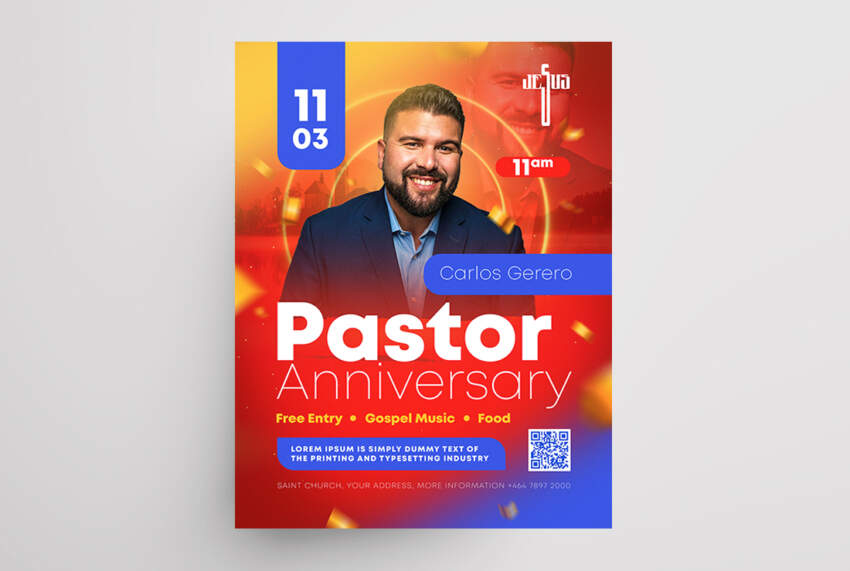 Free Pastor Anniversary Event Flyer Template (PSD)