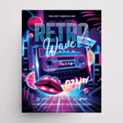 Retro Wave Party Free PSD Flyer Template