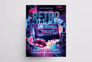 Retro Wave Party Free PSD Flyer Template