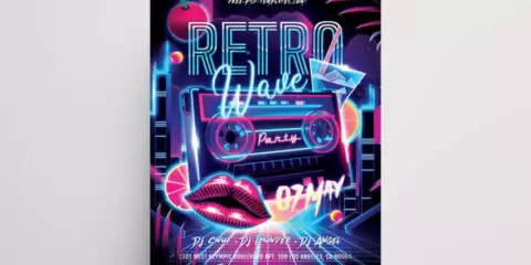 Retro Wave Party Free PSD Flyer Template