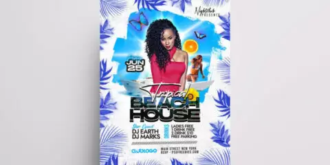 Summer House Party Free PSD Flyer Template